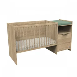 Lit chambre évolutif avec commode 1 porte azur