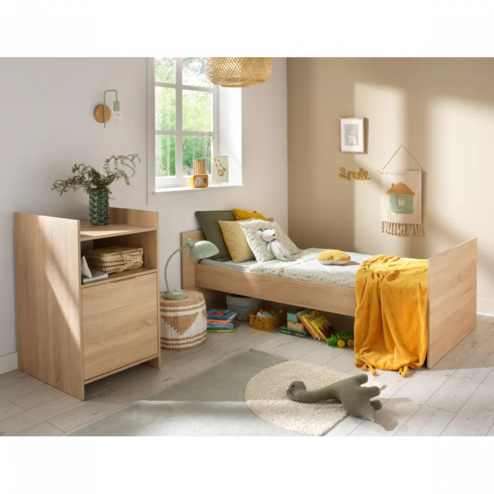 Lit chambre évolutif avec commode 1 porte azur