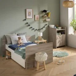 Lit chambre évolutif commode 1 porte up chêne silex