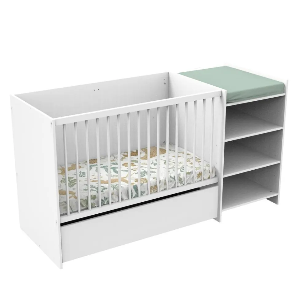 Lit chambre évolutif commode étagère first blanc chant blanc