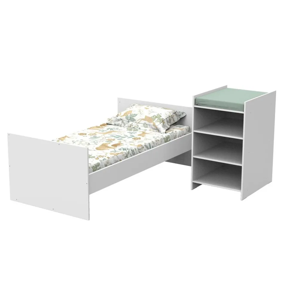 Lit chambre évolutif commode étagère first blanc chant blanc