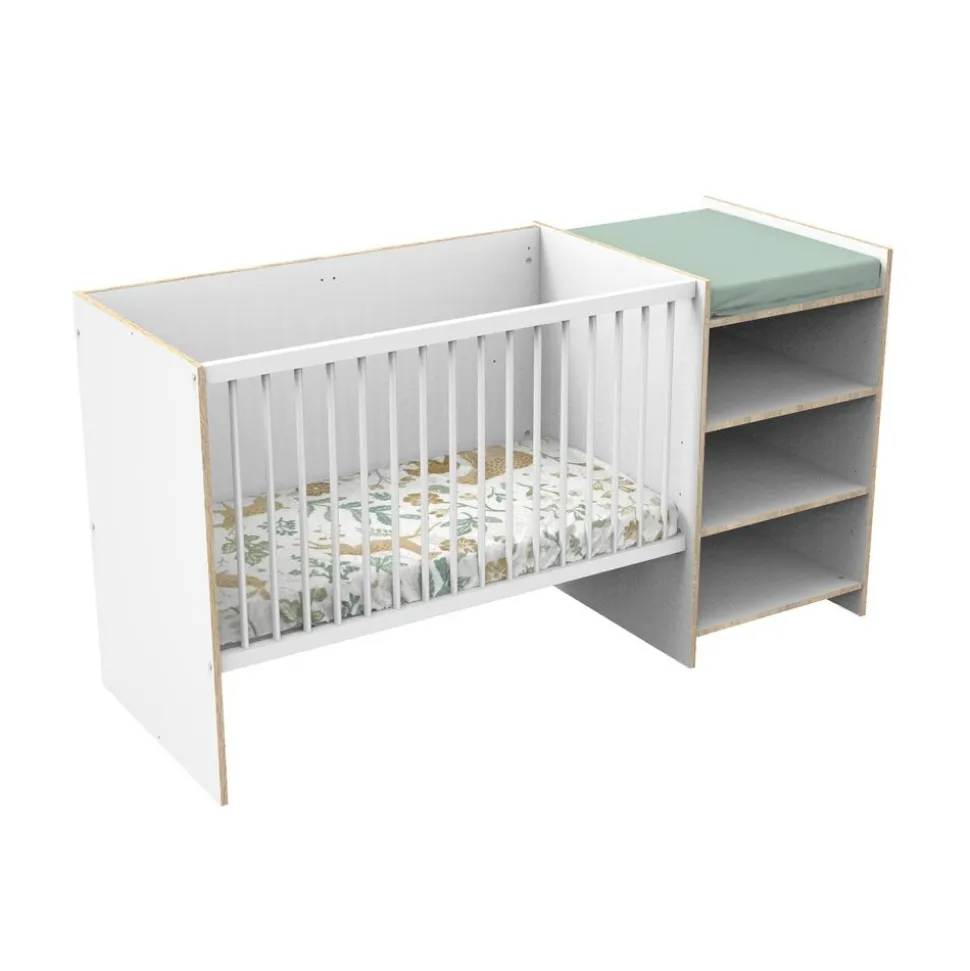 Lit chambre évolutif commode étagère first blanc chant bois