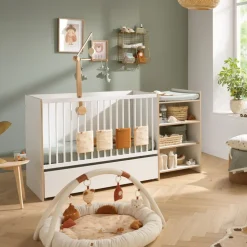 Lit chambre évolutif commode étagère first blanc chant bois
