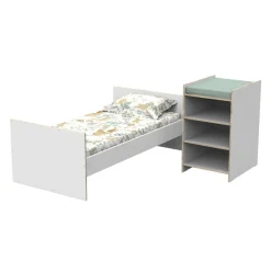Lit chambre évolutif commode étagère first blanc chant bois