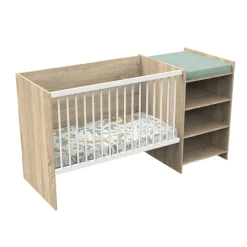 Lit chambre évolutif commode étagère up chêne doré