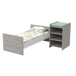 Lit chambre évolutif commode étagère up chêne silex