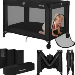 Lit parapluie bébé amelie compact avec matelas black carbon