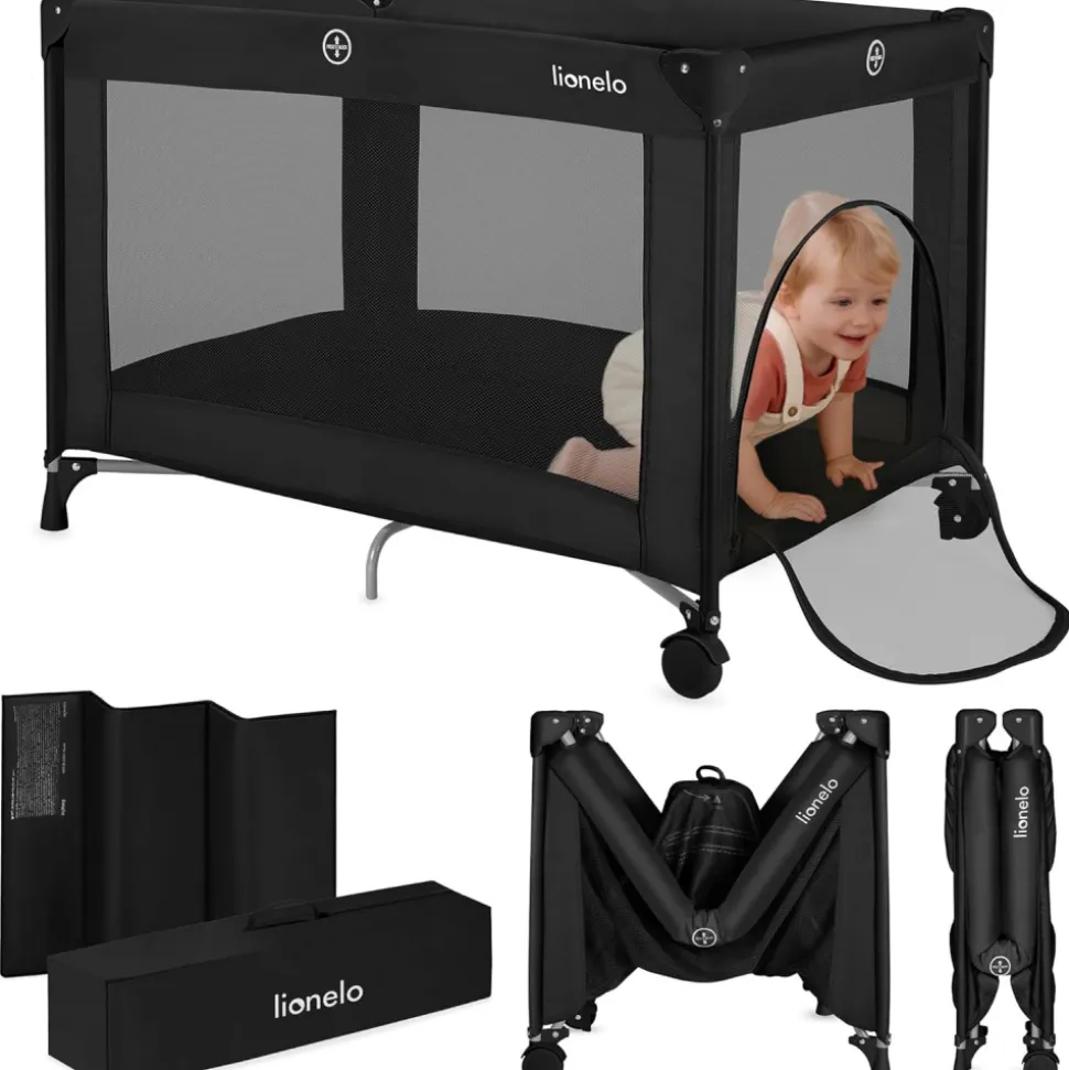 Lit parapluie bébé amelie compact avec matelas black carbon