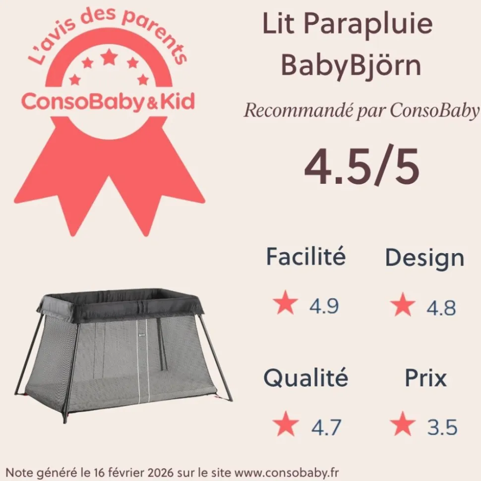 Lit parapluie light babybjorn noir mesh