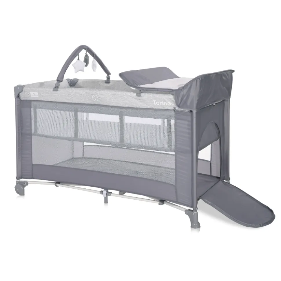 Lit parapluie torino 2 hauteurs + accessoires gris