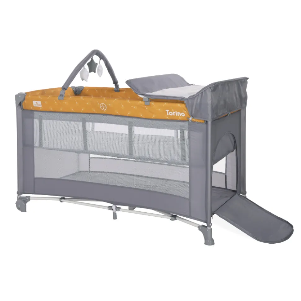 Lit parapluie torino 2 hauteurs + accessoires jaune