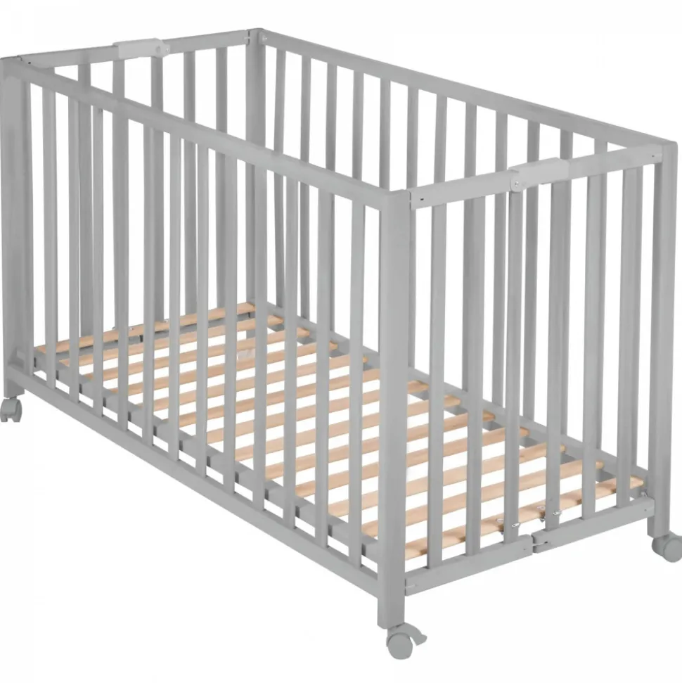 Lit pliant enfant fold up 60x120 cm bois taupe