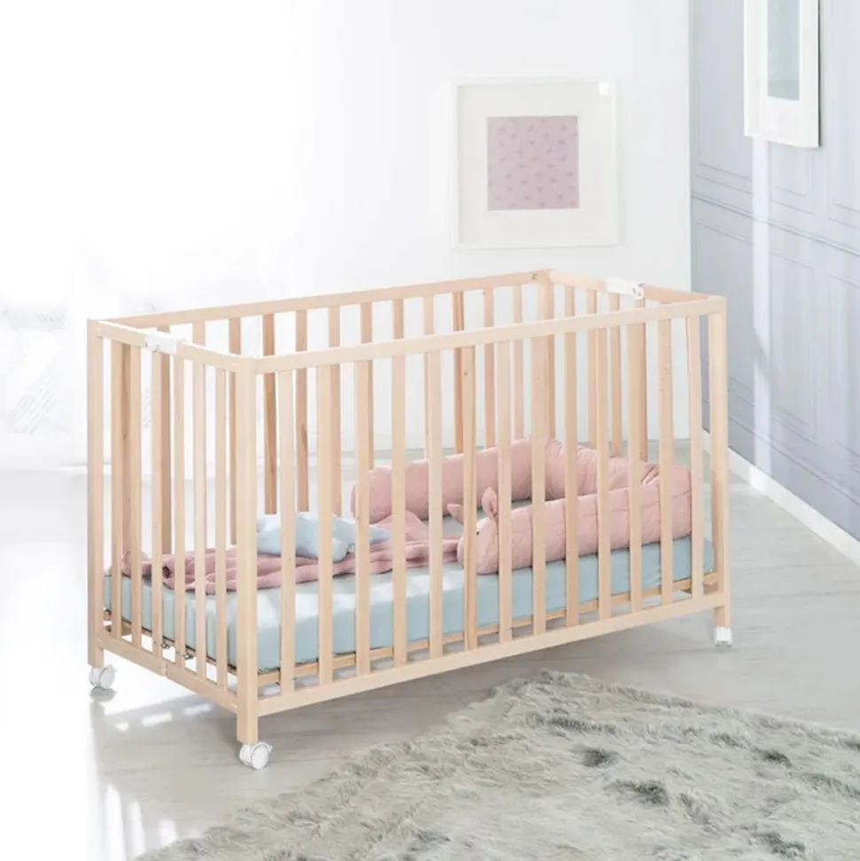 Lit pliant enfant fold up 60x120 cm bois naturel