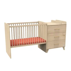 Lit évolutif bébé combiné 60x120 cm en 90x190 cm arty reversible