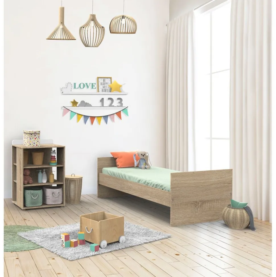 Lit évolutif bébé combiné 60x120 cm en 90x190 cm + tiroir de lit nova blanc lin