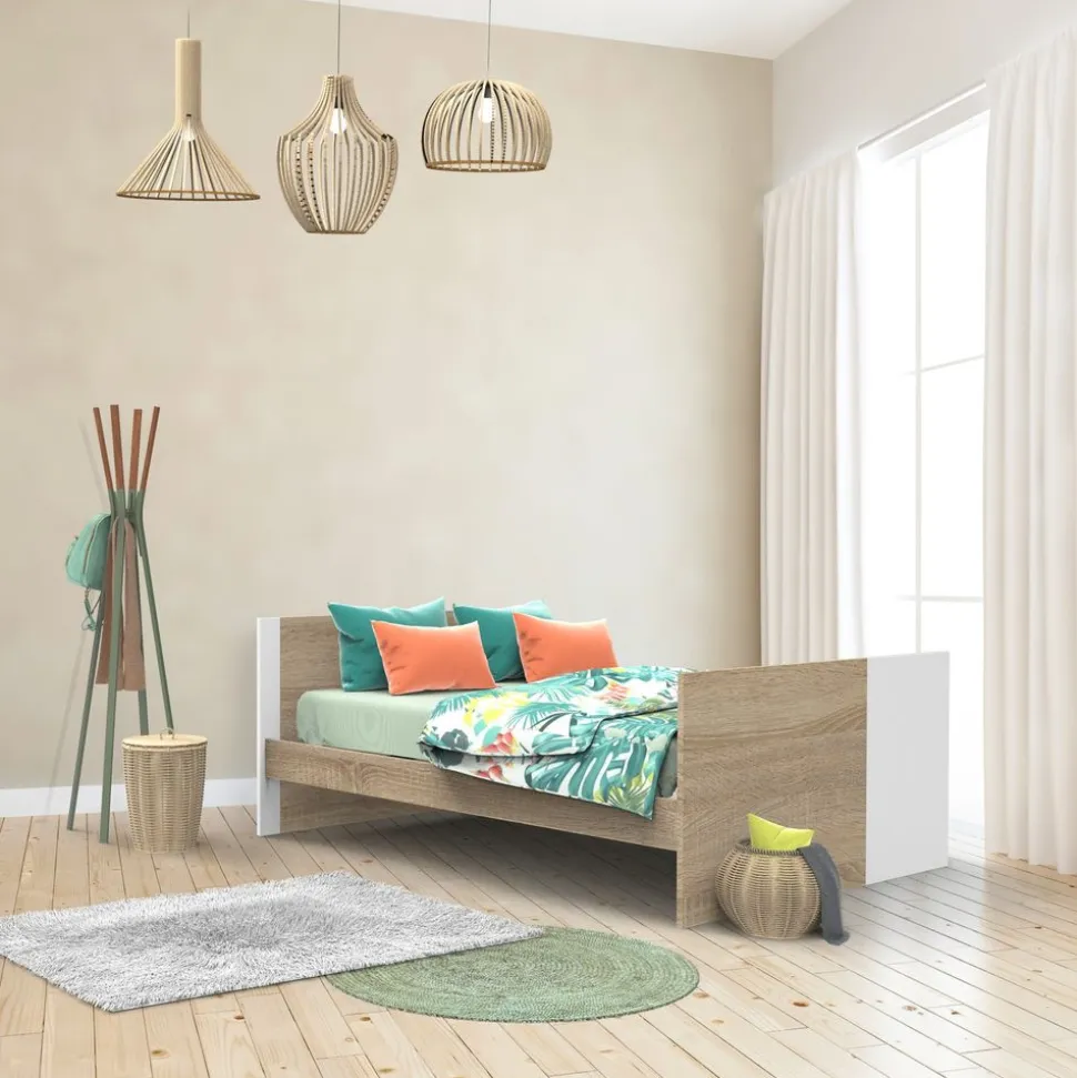Lit évolutif bébé combiné 70x140 cm en 140x200 cm nova blanc lin