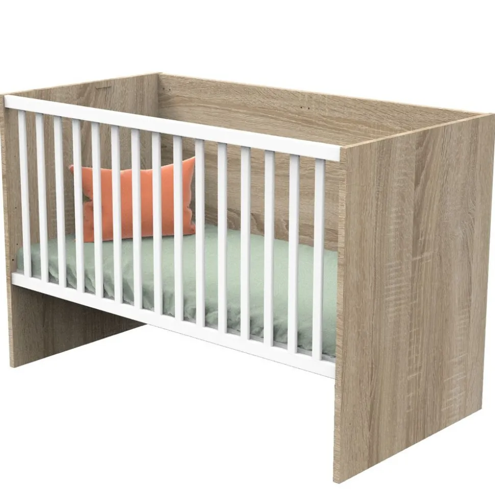 Lit évolutif bébé combiné 70x140 cm en 140x200 cm nova blanc lin