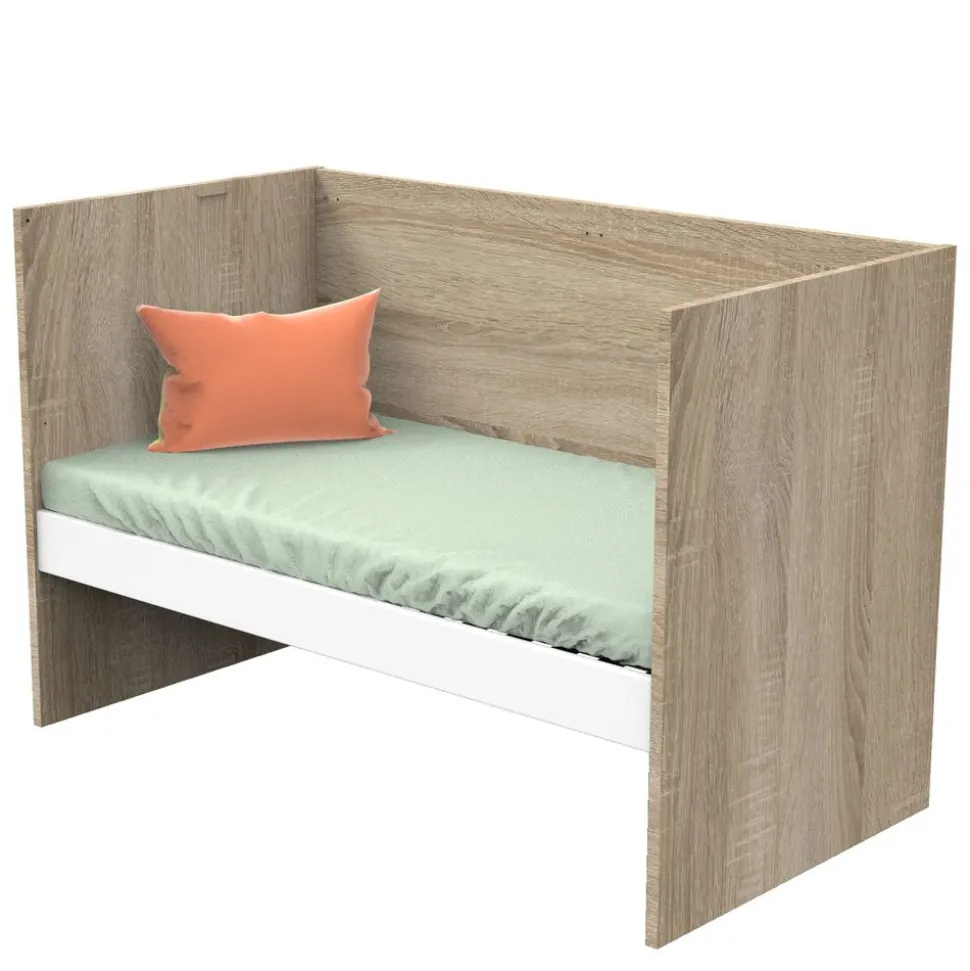 Lit évolutif bébé combiné 70x140 cm en 140x200 cm nova blanc lin