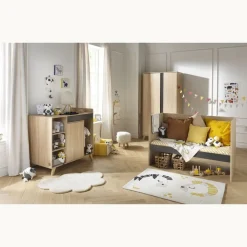 Lit évolutif bébé combiné 70x140 cm en 140x200 cm nova gris volcan