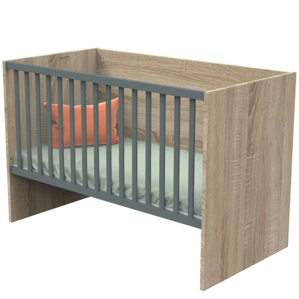 Lit évolutif bébé combiné 70x140 cm en 140x200 cm nova gris volcan
