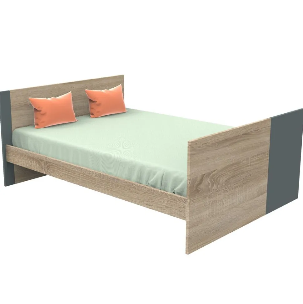Lit évolutif bébé combiné 70x140 cm en 140x200 cm nova gris volcan