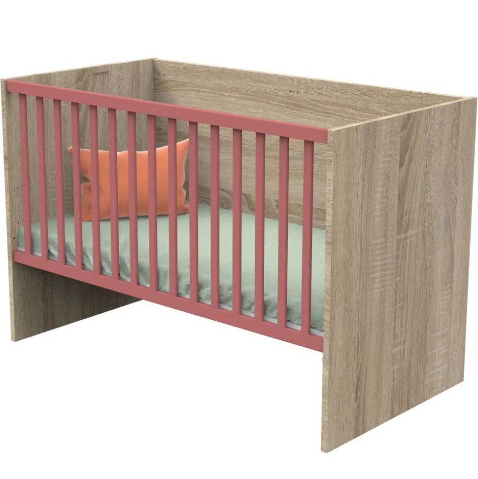Lit évolutif bébé combiné 70x140 cm en 140x200 cm nova rose canyon