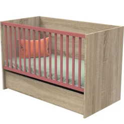 Lit évolutif bébé combiné 70x140 cm en 140x200 cm nova rose canyon