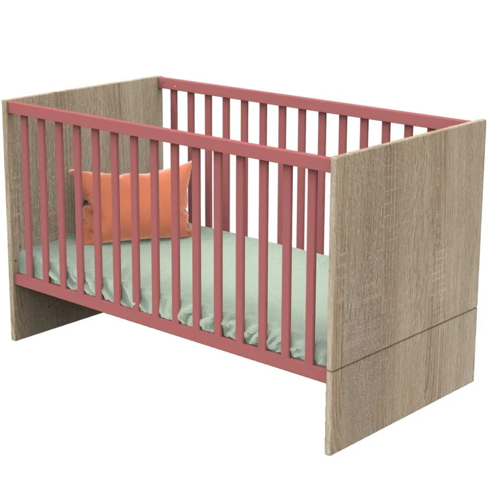 Lit évolutif bébé 70x140 cm + tiroir de lit nova rose canyon