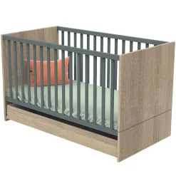Lit évolutif bébé 70x140 cm + tiroir de lit nova gris volcan