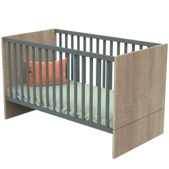 Lit évolutif bébé 70x140 cm + tiroir de lit nova gris volcan