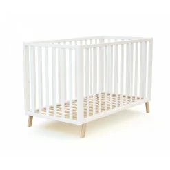 Lit évolutif confort blanc et hêtre 60x120cm