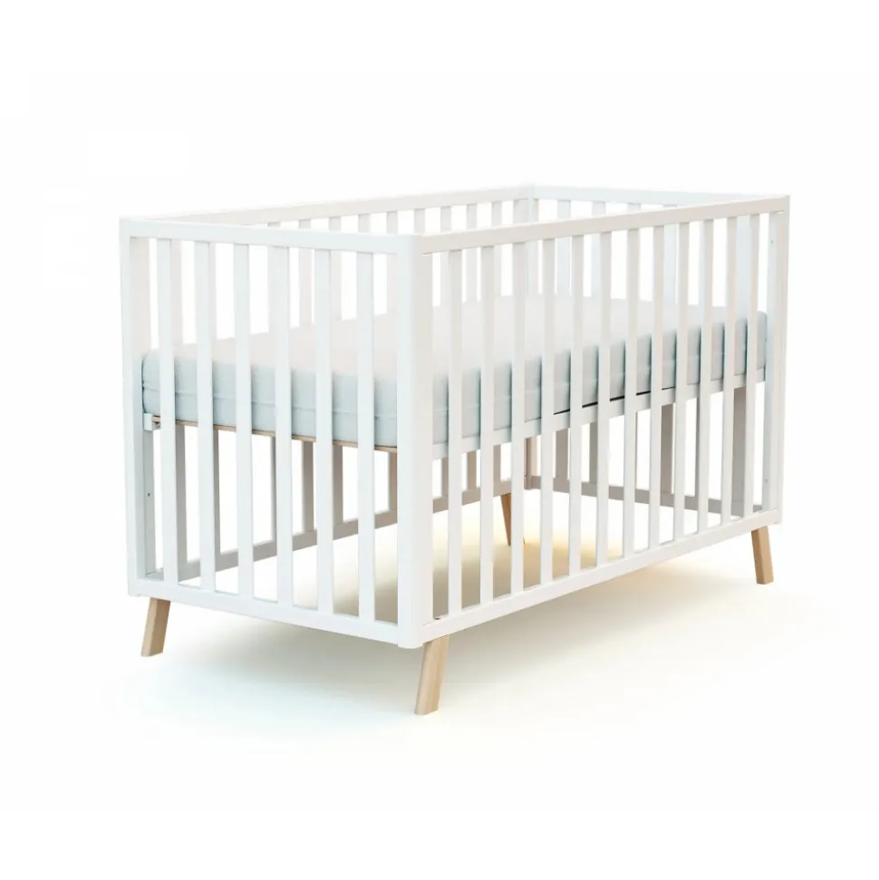 Lit évolutif confort blanc et hêtre 60x120cm
