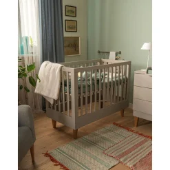 Lit 60x120 blanc et bois lounge