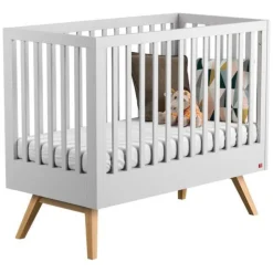 Lit 60x120 blanc et bois nautis