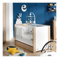 Lit 70x140cm antonin version bois et blanc