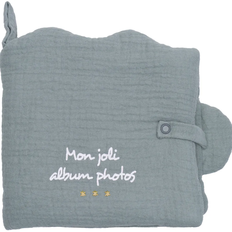 Livre album photos nuage gaze de coton vert de gris