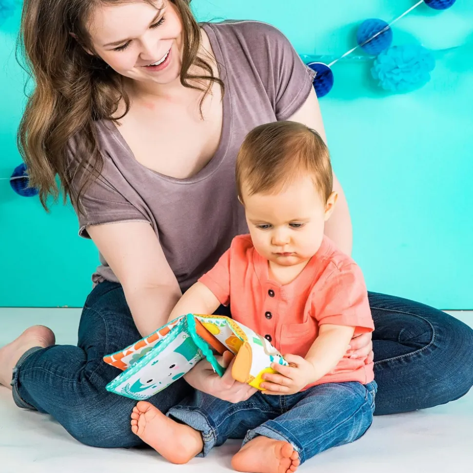 Livre enfant en tissu avec anneau de dentition