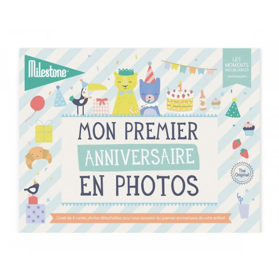 Livret de 6 cartes étapes détachables mon premier anniversaire en photos