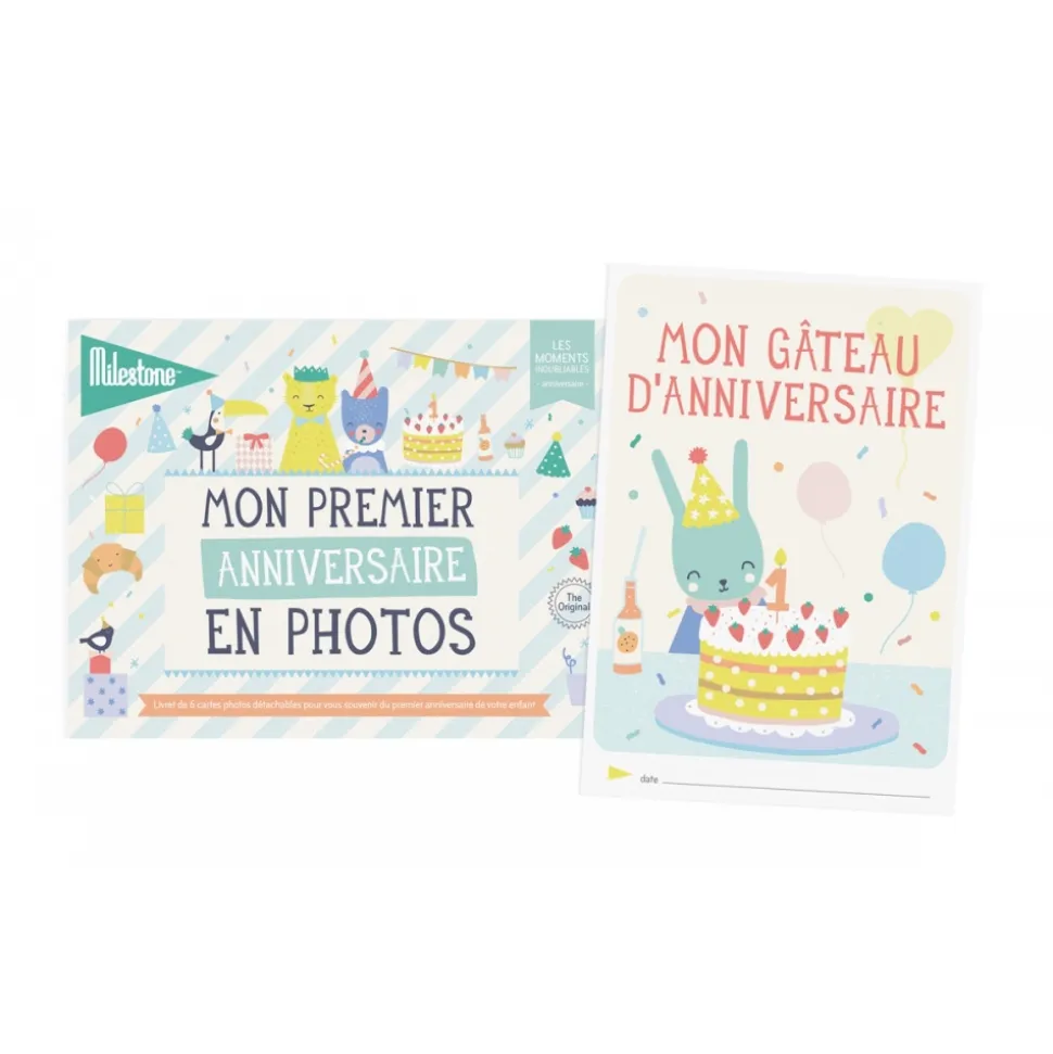 Livret de 6 cartes étapes détachables mon premier anniversaire en photos