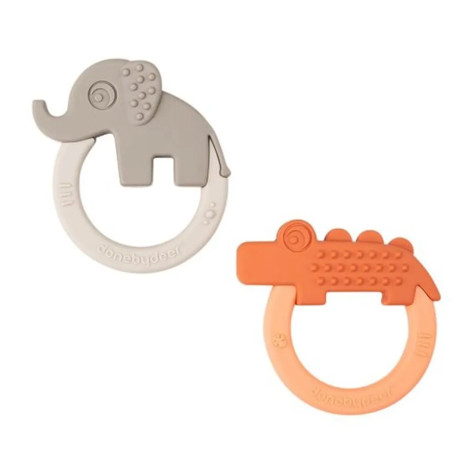 Lot de 2 anneaux de dentition deer friends papaye/sable