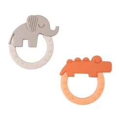 Lot de 2 anneaux de dentition deer friends papaye/sable