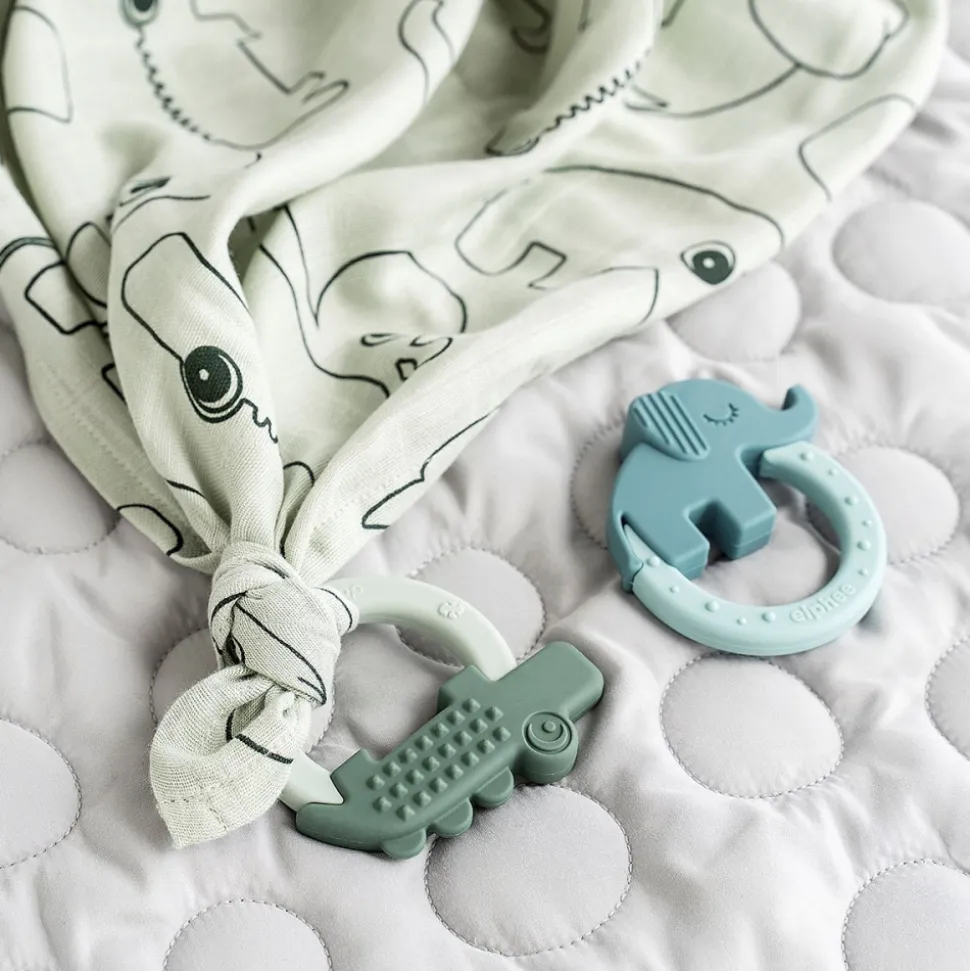 Lot de 2 anneaux de dentition en silicone deer friends green/blue