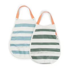 Lot de 2 bavoirs avec élastique stripes bleu/vert