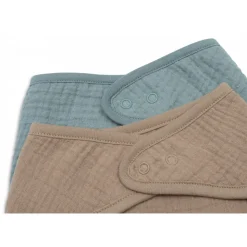 Lot de 2 bavoirs bandana gaze de coton sea green & biscuit