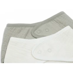 Lot de 2 bavoirs bandana gaze de coton olive green & oatmeal