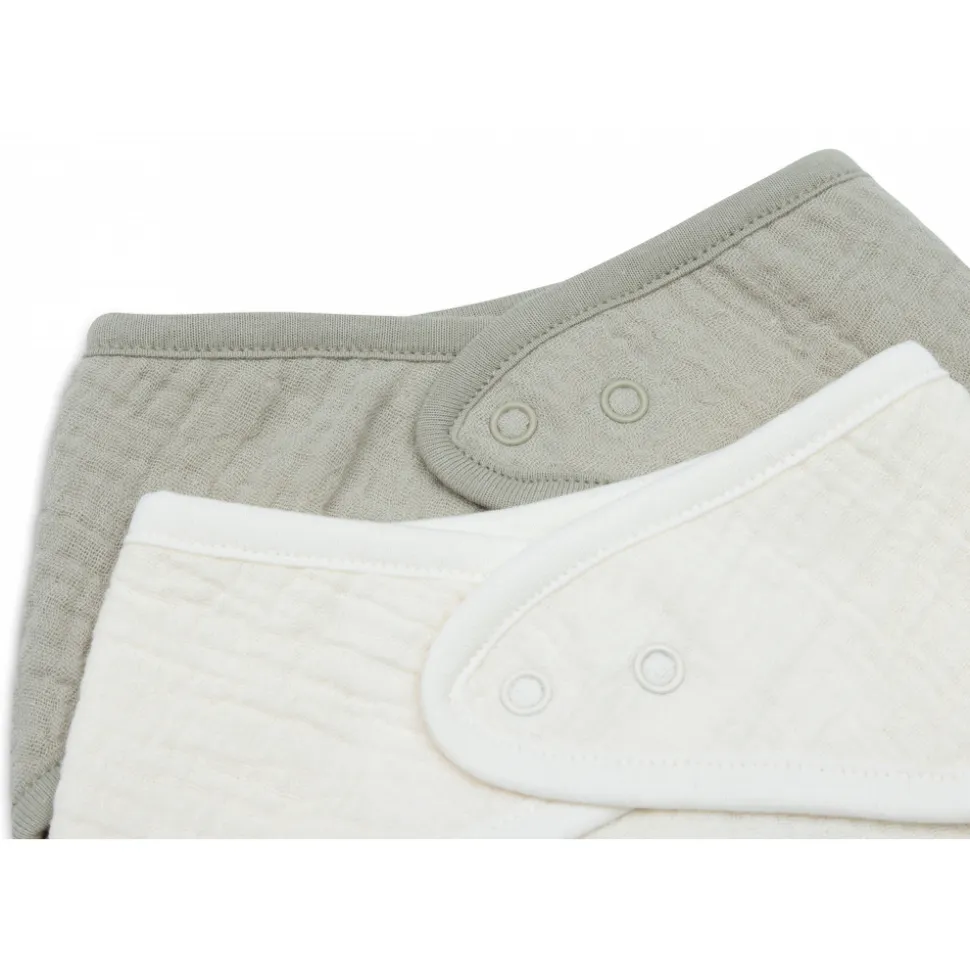 Lot de 2 bavoirs bandana gaze de coton olive green & oatmeal
