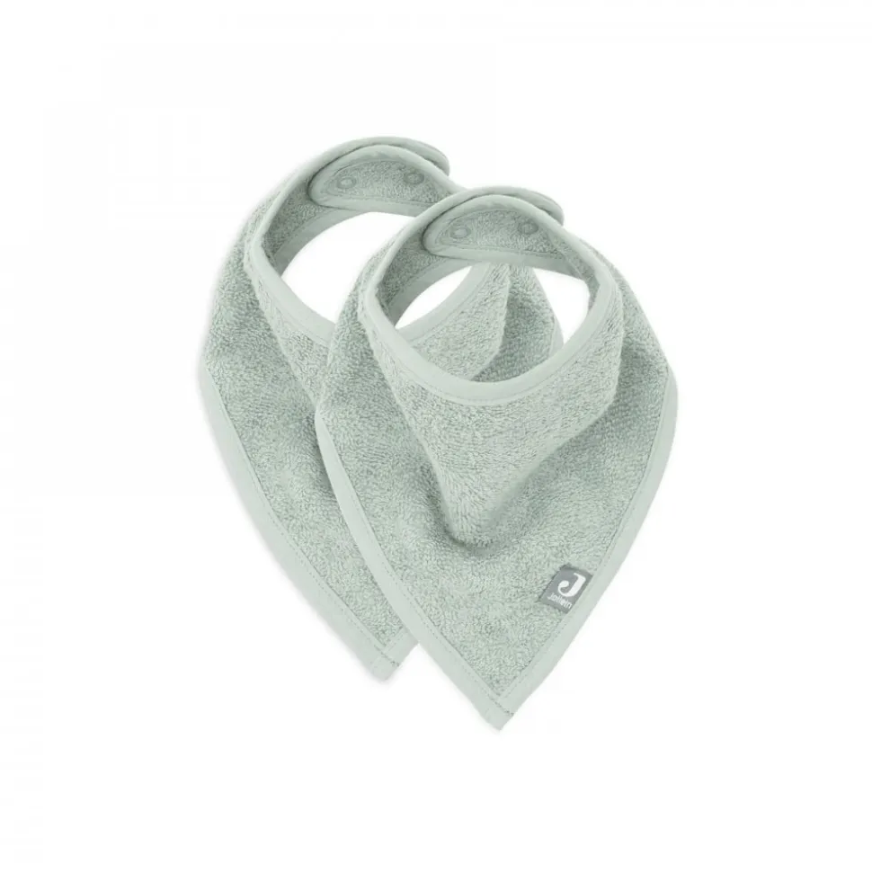 Lot de 2 bavoirs bandana éponge ash green