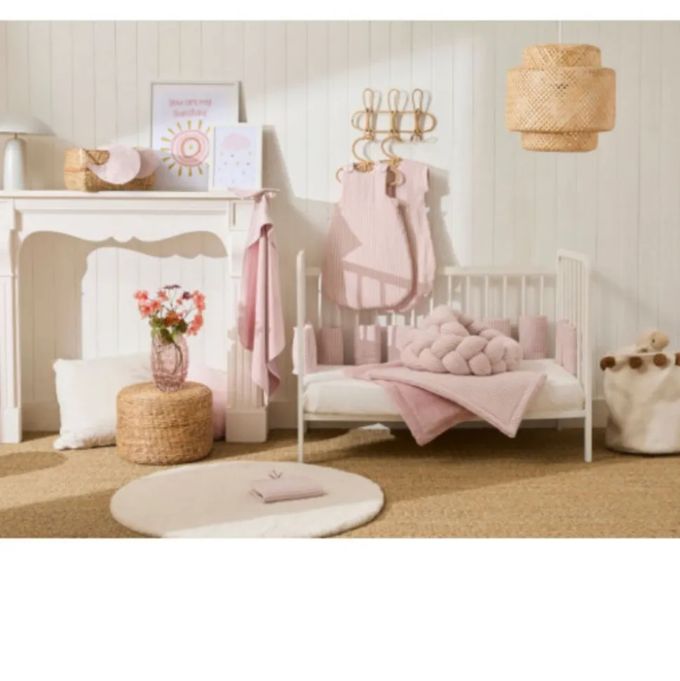 Lot de 2 bavoirs gaze de coton - soft stripes vieux rose
