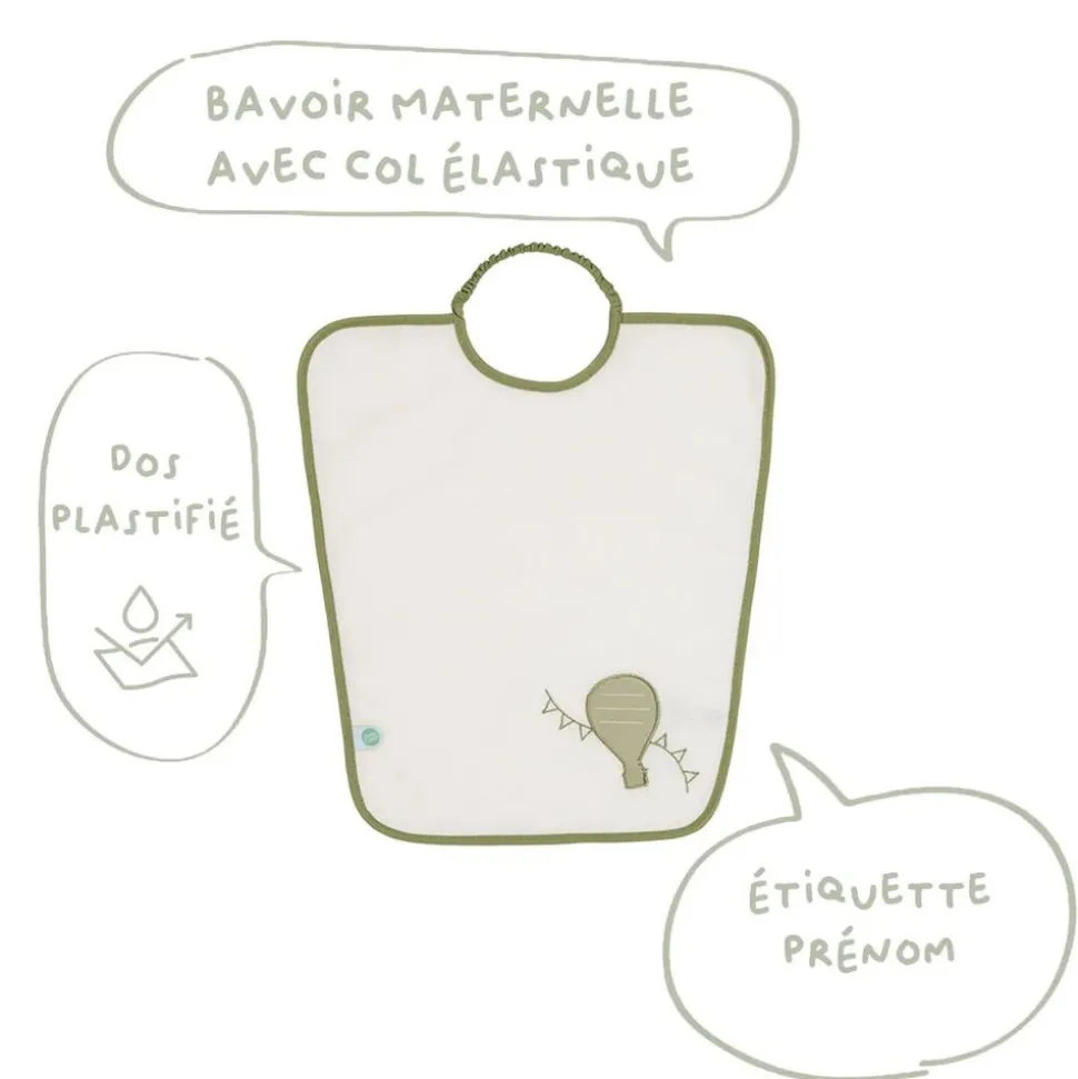 Lot de 2 bavoirs maternelle montgolfière + nuage