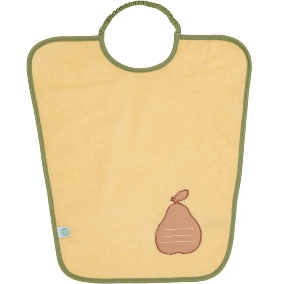Lot de 2 bavoirs maternelle poire/pomme - je m'appelle - 35x38cm - fermeture élastiquée